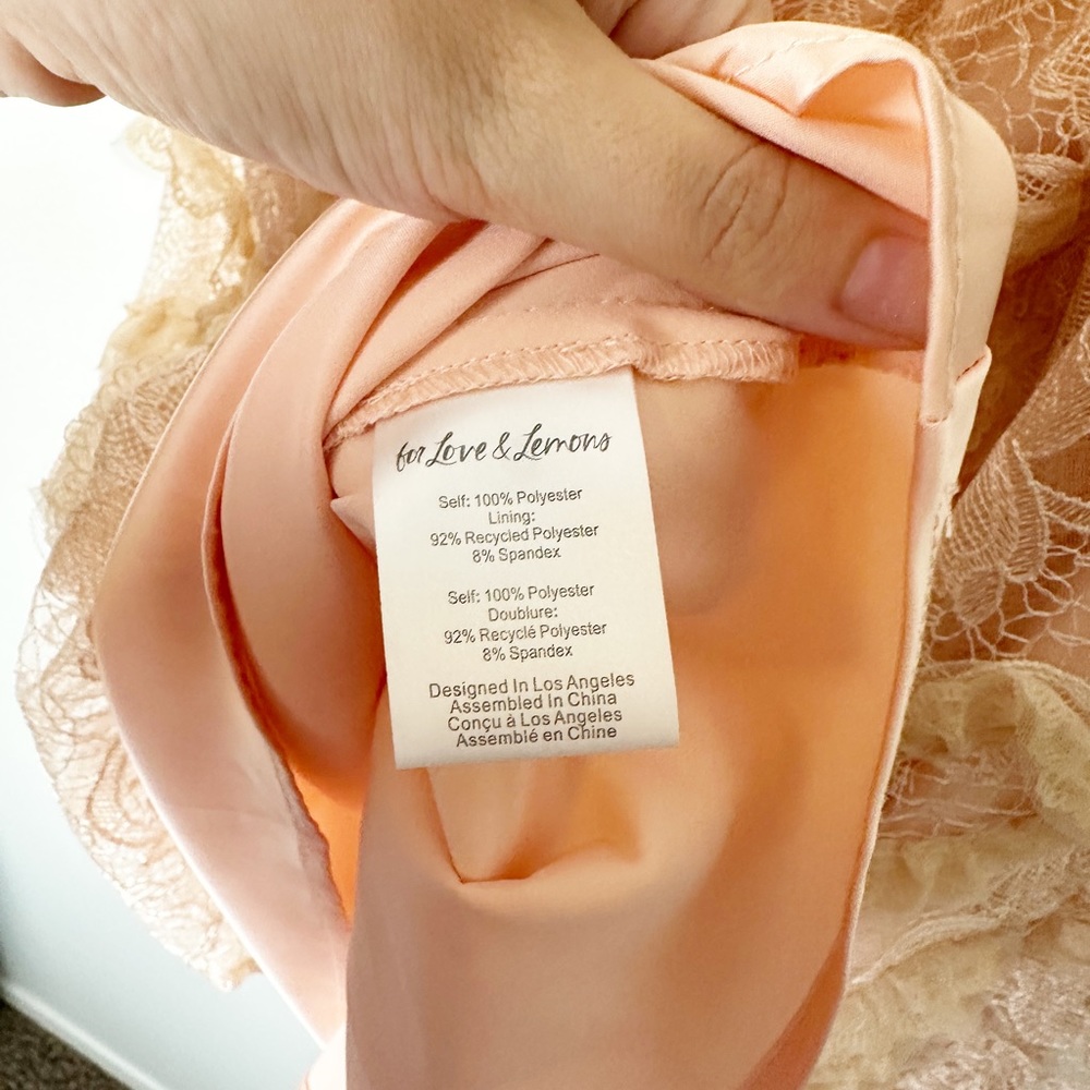 For Love And Lemons Ruffled Lace Mini Dress in Cream and Pink - Picture 9 of 11